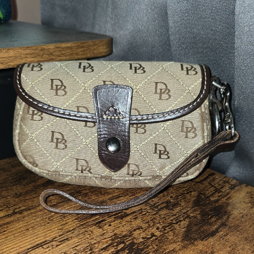 Dooney & Bourke Tan and Brown Wristlet